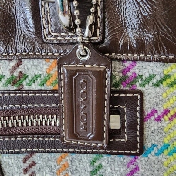 Coach Multicolor Plaid Tote Bag VINTAGE - Picture 3 of 15
